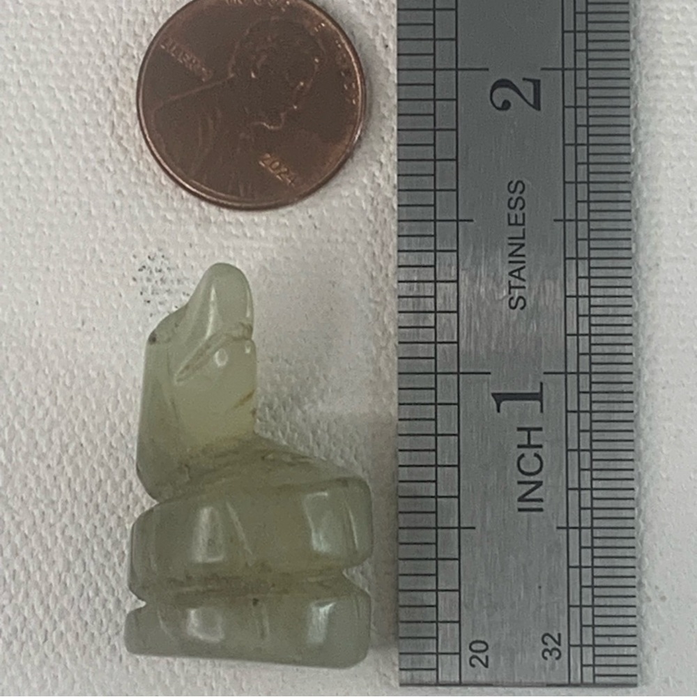 Vintage Chinese Zodiac Jade Snake Pendant Bead Hand Carved Miniature Animal 1.2" - Picture 11 of 11